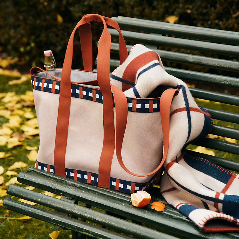 Clairiere picnic bag, large model - Grey | Hermès USA